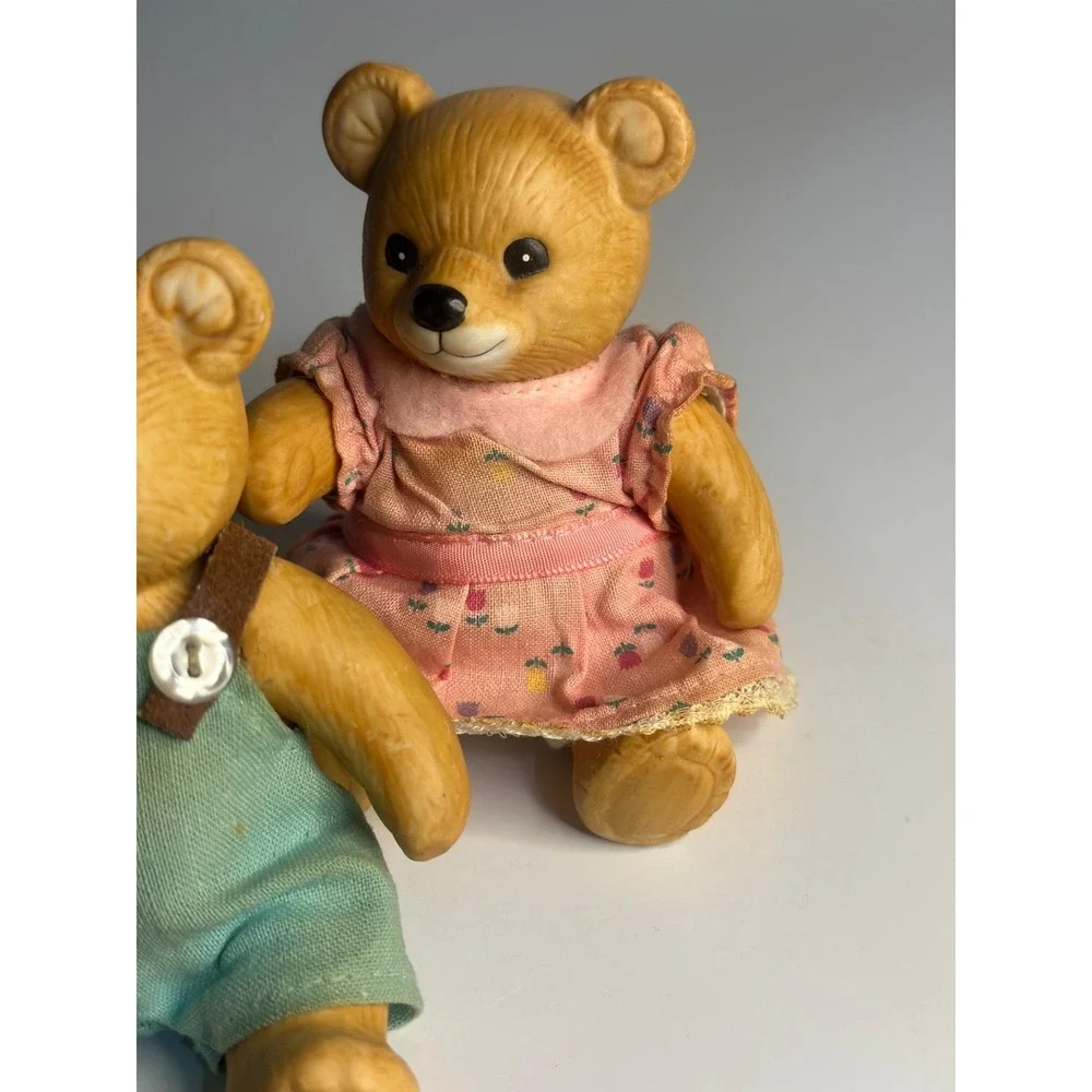 VTG 90s HOMCO Teddy Bear Porcelain Collectible Ceramic Figurines 2Pcs Home Decor